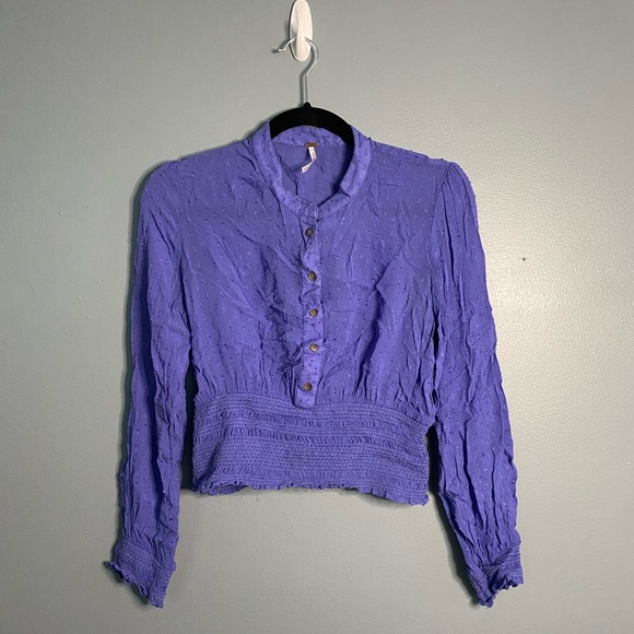 Free People Cropped Chiffon Textured Top - Picture 1 of 5